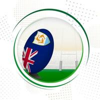 Flag of Anguilla on rugby ball. Round rugby icon with flag of Anguilla. vector