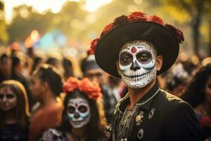 People are celebrating Day of Dead holiday. Generative AI photo