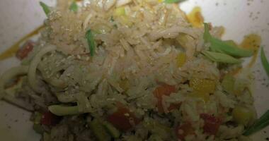 Dinner with Asian rice dish video