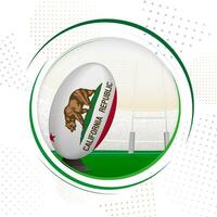 Flag of California on rugby ball. Round rugby icon with flag of California. vector