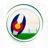 Flag of Colorado on rugby ball. Round rugby icon with flag of Colorado. vector