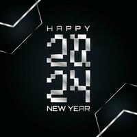 Happy New Year 2024 square pixel number template background vector