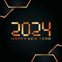 Futuristic template background Happy New Year 2024 vector