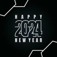Happy New Year 2024 style outline number design vector