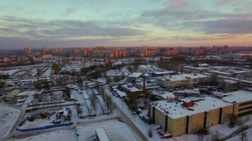 Aerial winter scene of St Petersburg in early morning, Russia video