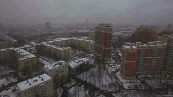 Aerial scene of dull winter St Petersburg, Russia video