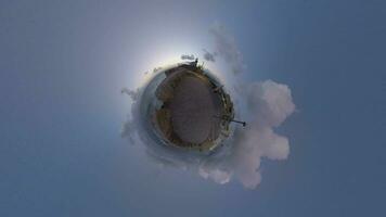 Coastal city timelapse with little planet effect video