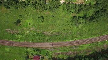 Top view of country houses in sun day at summer, Russia video