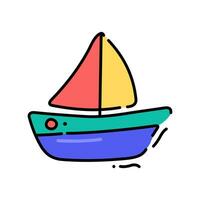 Children's colored boat. Icon. Vector illustration on a white background