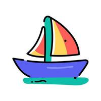 Children's colored boat. Icon. Vector illustration on a white background