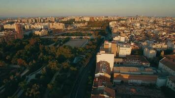 Aerial morning flight above the Moscow district, Russia video