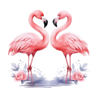 Watercolor pink flamingo isolated png