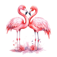 Watercolor pink flamingo isolated png