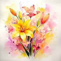 Watercolor vivid flowers photo