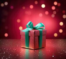 Christmas background with gift box photo