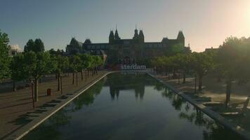 Aerial shot of Amsterdam and Rijksmuseum, Netherlands video