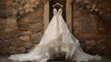 Beautiful white wedding dress photo