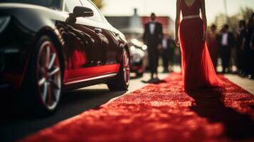 Celebrities arriving with limousine walking red carpet photo