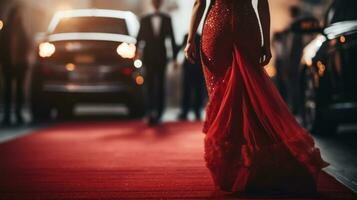 Celebrities arriving with limousine walking red carpet photo