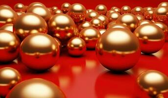 Christmas red background with golden balls photo