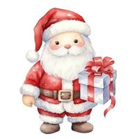 Cute watercolor Santa Claus isolated photo