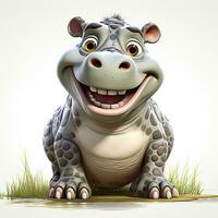 3d cartoon cute hippo ai photo