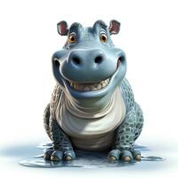 3d dibujos animados linda hipopótamo ai foto
