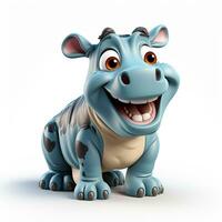 3d cartoon cute hippo ai photo