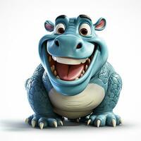 3d cartoon cute hippo ai photo