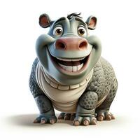 3d cartoon cute hippo ai photo