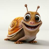 3d cartoon cute snail ai photo