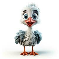 3d cartoon cute stork ai photo