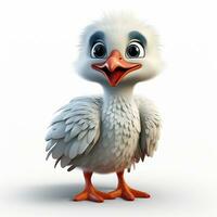 3d cartoon cute stork ai photo