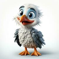 3d cartoon cute stork ai photo