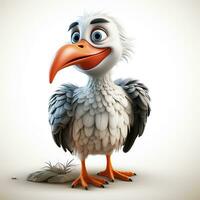 3d cartoon cute stork ai photo