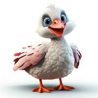 3d cartoon cute stork ai photo