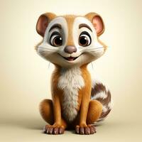 3d cartoon cute ferret ai photo