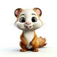 3d cartoon cute ferret ai photo