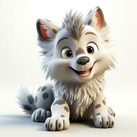 3d cartoon cute wolf ai photo