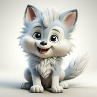 3d cartoon cute wolf ai photo