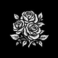 rosas - negro y blanco aislado icono - vector ilustración