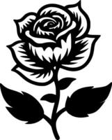 Rosa - negro y blanco aislado icono - vector ilustración