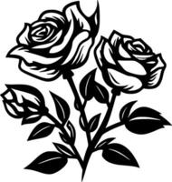 rosas - negro y blanco aislado icono - vector ilustración