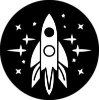 Rocket - Black and White Isolated Icon - Vector illustration