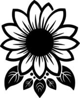 Flower, Black and White Vector illustration