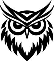 Owl, Black and White Vector illustration