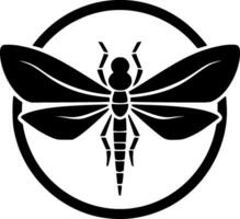 Dragonfly, Black and White Vector illustration