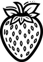 Strawberry, Black and White Vector illustration