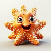 3d cartoon cute starfish ai photo