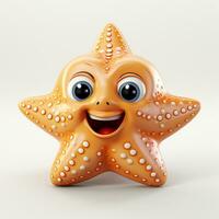 3d cartoon cute starfish ai photo